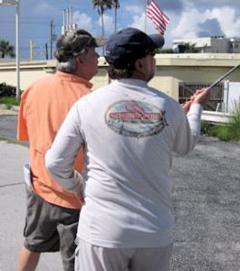 Capt. Rick Grassett works with a student on their back cast at a CB's Saltwater Outfitters Orvis Fly Fishing 101 class.