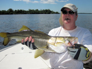 Jack McCulloch, from Lakewood Ranch, FL, caught and released this snook on a CAL jig with a shad tail while fishing the backcountry of Charlotte Harbor with Capt. Rick Grassett. 